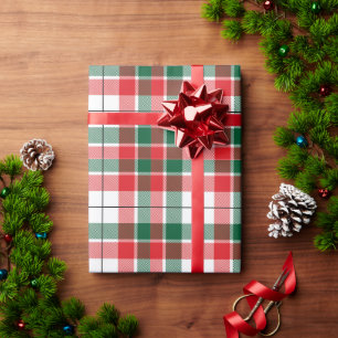 Papel De Presente Natal Padrão da Xadrez Verde Vermelha Natal Natal 