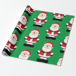 Papel De Presente Natal Papai Noel com fundo verde