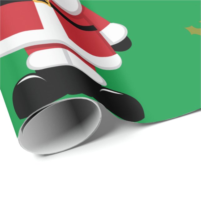 Papel De Presente Natal Papai Noel com fundo verde (Ponta do rolo)