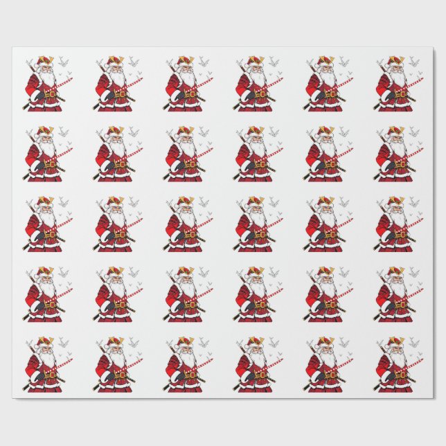 Papel De Presente Natal Papai Noel Samurai Arte Japonesa  (Aberto)