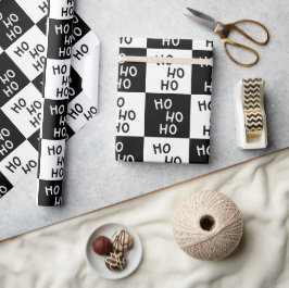 Papel De Presente Natal para a tipografia branca negra moderna e ele