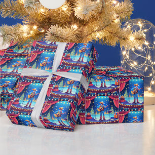 Papel De Presente Natal para Cantora do País do Cowboy Ocidental