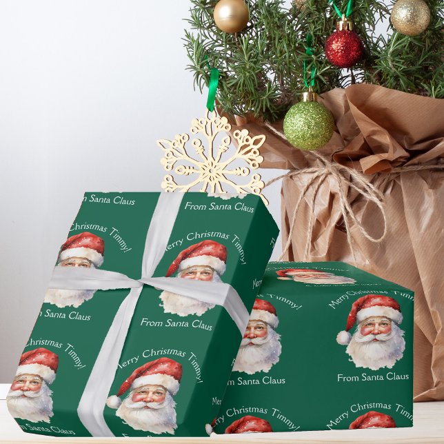 Papel De Presente Natal para Crianças Verdes Personalizadas (Criador carregado)