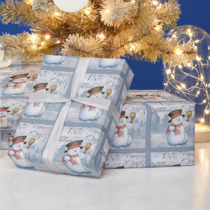 Papel De Presente Natal para o Natal da Feliz de inverno de Snowman