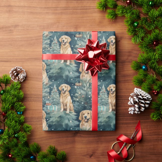 Papel De Presente Natal para ouro Retriever (Presente de Natal)