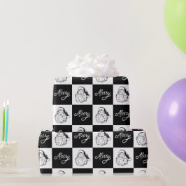 Papel De Presente Natal para Papais noeis brancos e pretos do Elegag