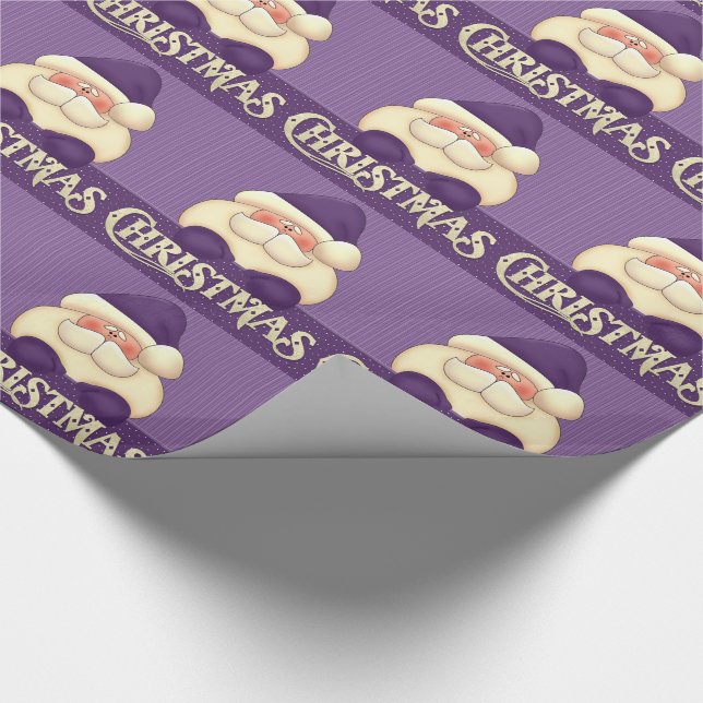 Papel De Presente Natal para Papais noeis de roxo e creme (Ponta)