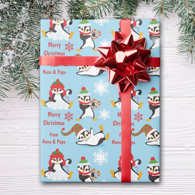 Papel De Presente Natal para Pinguins Divertidos (Criador carregado)