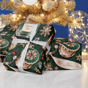 Papel De Presente Natal Parisiense Esmeralda Borgonha