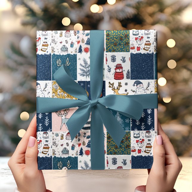 Papel De Presente Natal Patchwork Caprichoso  (Criador carregado)