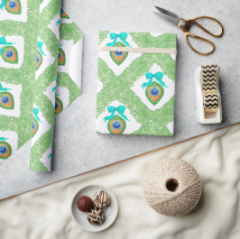 Papel De Presente Natal Pavão em Aquarela