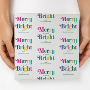Papel De Presente Natal Personalizado Alegre e Brilhante Feriado