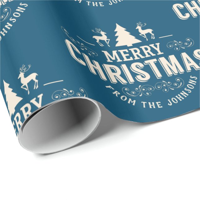 Papel De Presente Natal Personalizado da Família (Ponta do rolo)