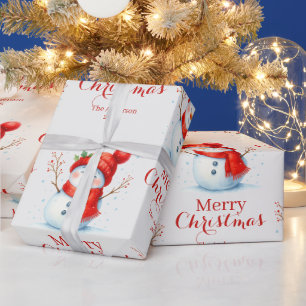 Papel De Presente Natal Personalizado Feliz Homem de Neve Ano Custom