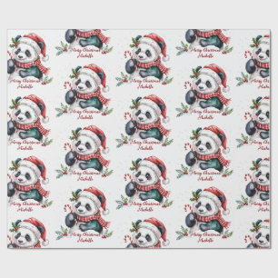 Papel De Presente Natal Personalizado Feliz Panda Urso Fofo