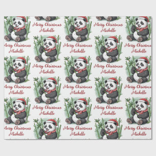 Papel De Presente Natal Personalizado Feliz Urso Panda Fofo