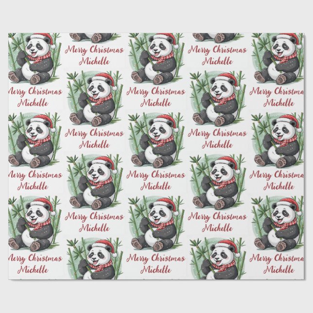 Papel De Presente Natal Personalizado Feliz Urso Panda Fofo (Aberto)