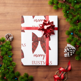 Papel De Presente Natal Personalizado | Laço Xadrez Vermelho