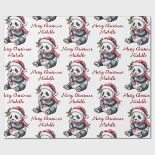 Papel De Presente Natal Personalizado Urso Panda Fofo