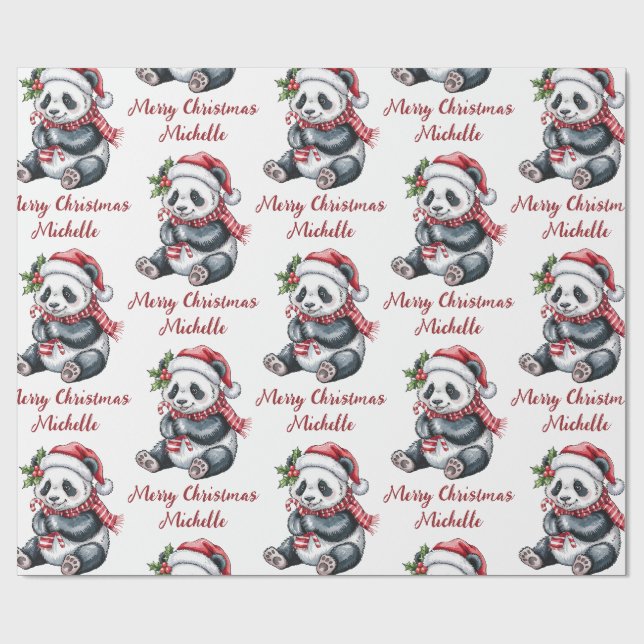 Papel De Presente Natal Personalizado Urso Panda Fofo (Aberto)