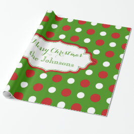 Papel De Presente Natal Polkadots do divertimento em vermelho e em
