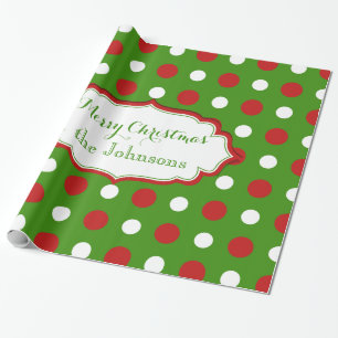 Papel De Presente Natal Polkadots do divertimento em vermelho e em
