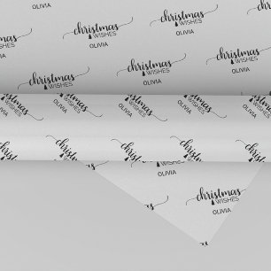 Papel De Presente Natal preto & branco simples da caligrafia