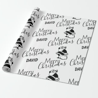 Papel De Presente Natal preto e branco do Papai Noel