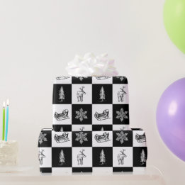 Papel De Presente Natal preto e branco moderno elegante