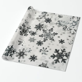 Papel De Presente Natal preto em flocos de neve