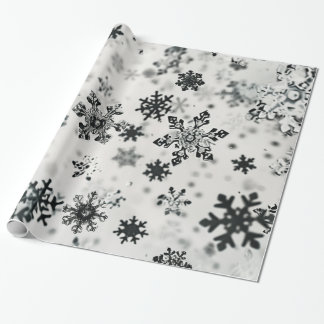 Papel De Presente Natal preto em flocos de neve