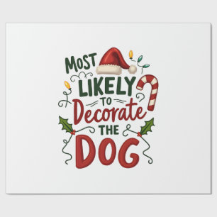 Papel De Presente Natal Provavelmente Decorar Cachorro Xmas Família
