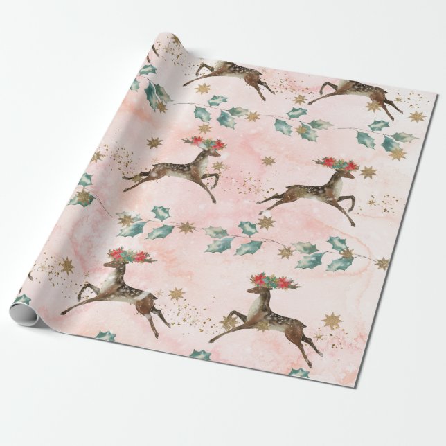 Papel De Presente Natal Reindeer Natal - Padrão de Natal (Desenrolado)