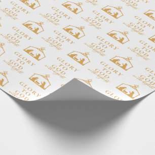 Papel De Presente Natal Religioso Minimalista Ouro Moderno