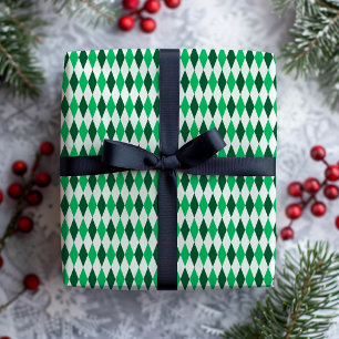 Papel De Presente Natal Retro Diamante Verde Esmeralda Preppy