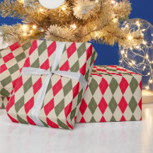 Natal retrô vermelho verde sálvia argyle elegante