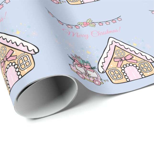 Papel De Presente Natal Rosa Pastel (Ponta do rolo)