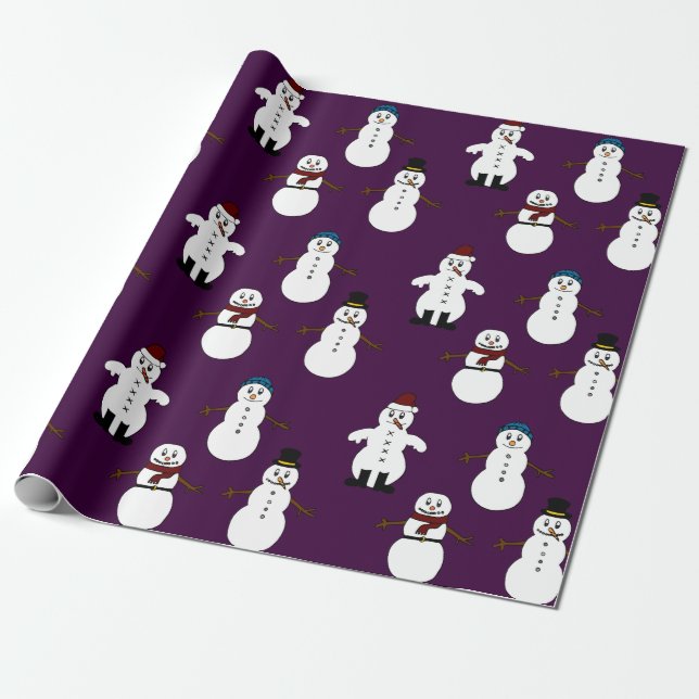 Papel De Presente Natal roxo do boneco de neve do papel de (Desenrolado)