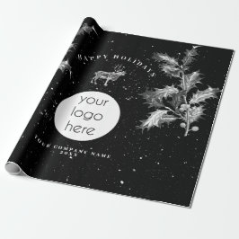Papel De Presente Natal Rustic Black White Holidy Business