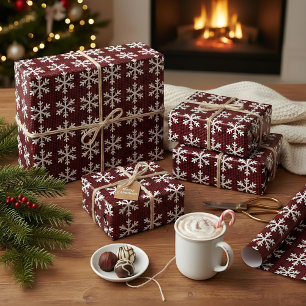 Papel De Presente Natal Rustic Red and Black Xadrez