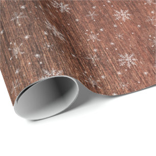 Papel De Presente Natal Rustic Snowflake