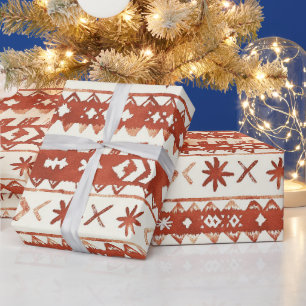 Papel De Presente Natal Rustic Terracotta Holiday
