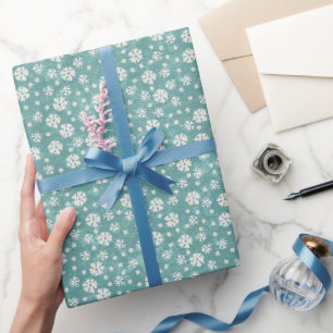 Papel De Presente Natal Rustic Turquoise Vintage Snowflake