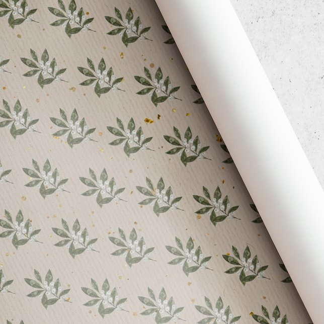 Papel De Presente Natal Rústico Vintage Berry Branca (Criador carregado)
