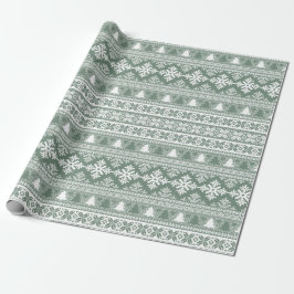 Papel De Presente Natal Sage Green Holiday Knit Ugly Sweater