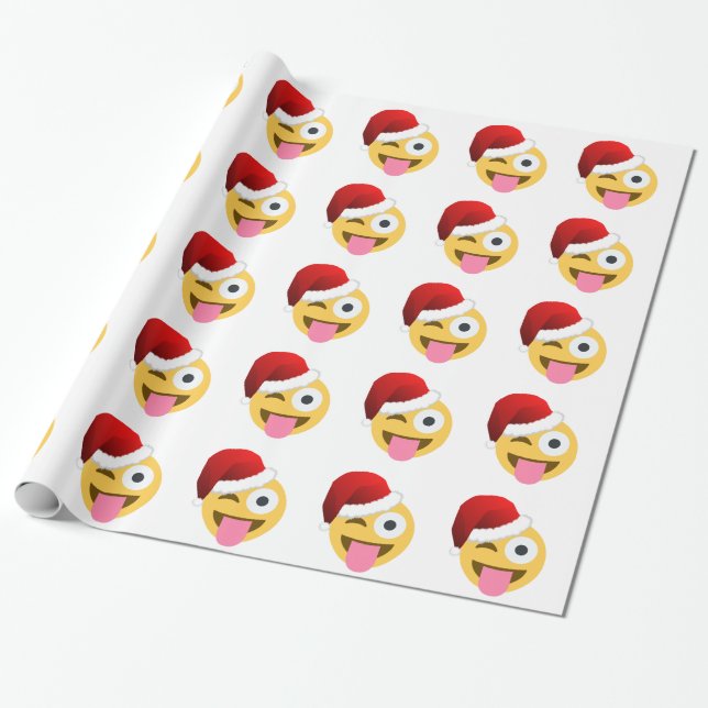 Papel De Presente natal santa claus winking emoji (Desenrolado)
