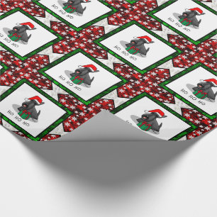 Papel De Presente Natal Santa Hat Scottish Terrier (preto)