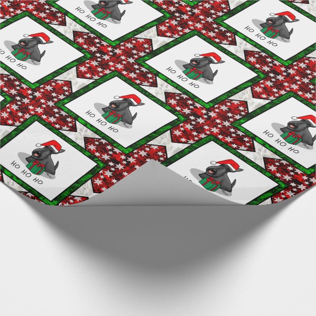 Papel De Presente Natal Santa Hat Scottish Terrier (preto) (Ponta)