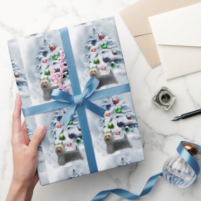 Papel De Presente Natal Silky Terrier (Presentear)