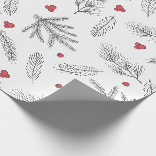 Papel De Presente Natal Simples Moderno Vermelho, Preto e Branco (Ponta)